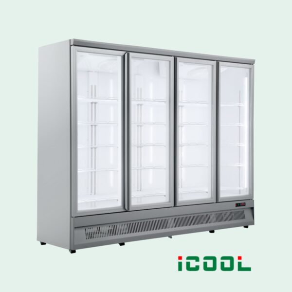 vertical upright glass door display freezer